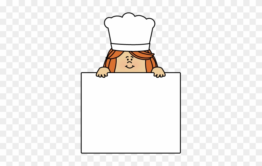 Female Chef With A Blank Sign Clip Art - Chef #193437