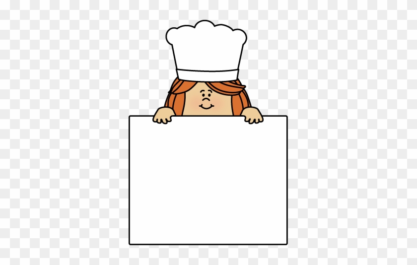 Female Chef With A Blank Sign Clip Art - Chef #193437