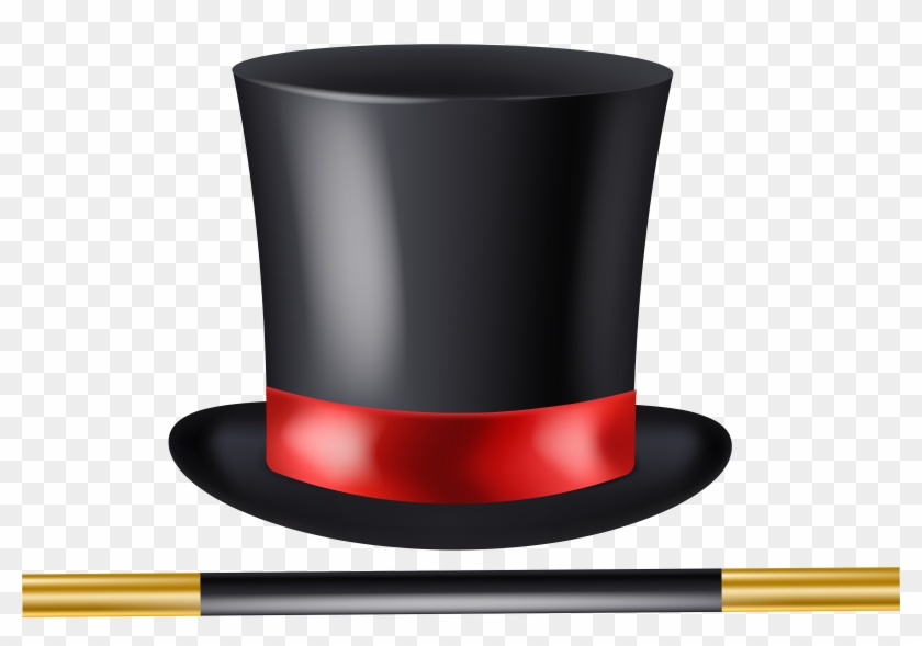 Magician Hat And Wand Transparent Clip Art - Magician Hat Png #193853