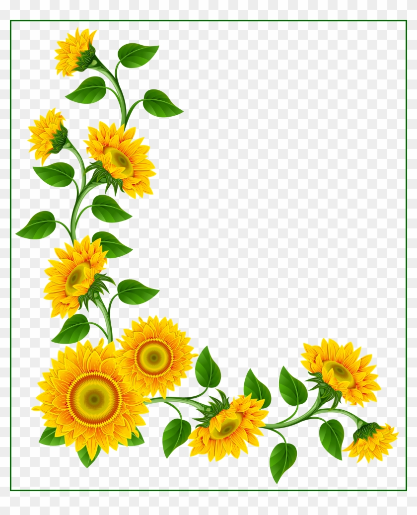 Sunflower Border Decoration Png Clipart Image - Sunflower Border Png #194215