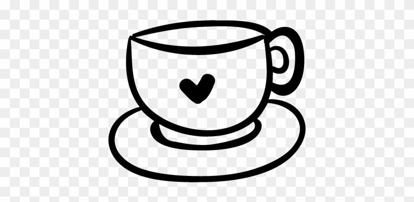 Coffee Clipart Black And White - Coffee Mug With Heart #194524