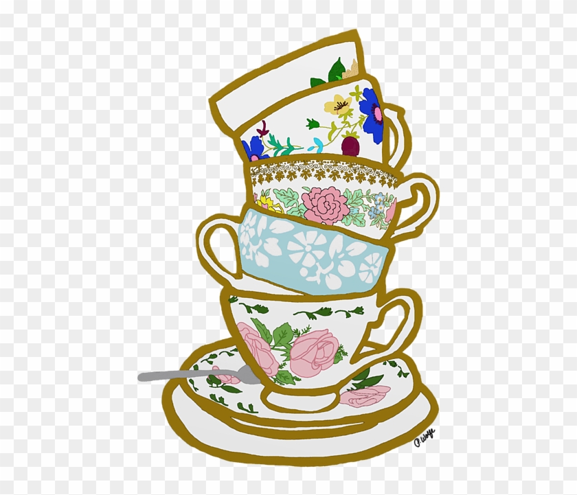 Teacup Drawing Clip Art - Stacked Tea Cups Transparent #194647