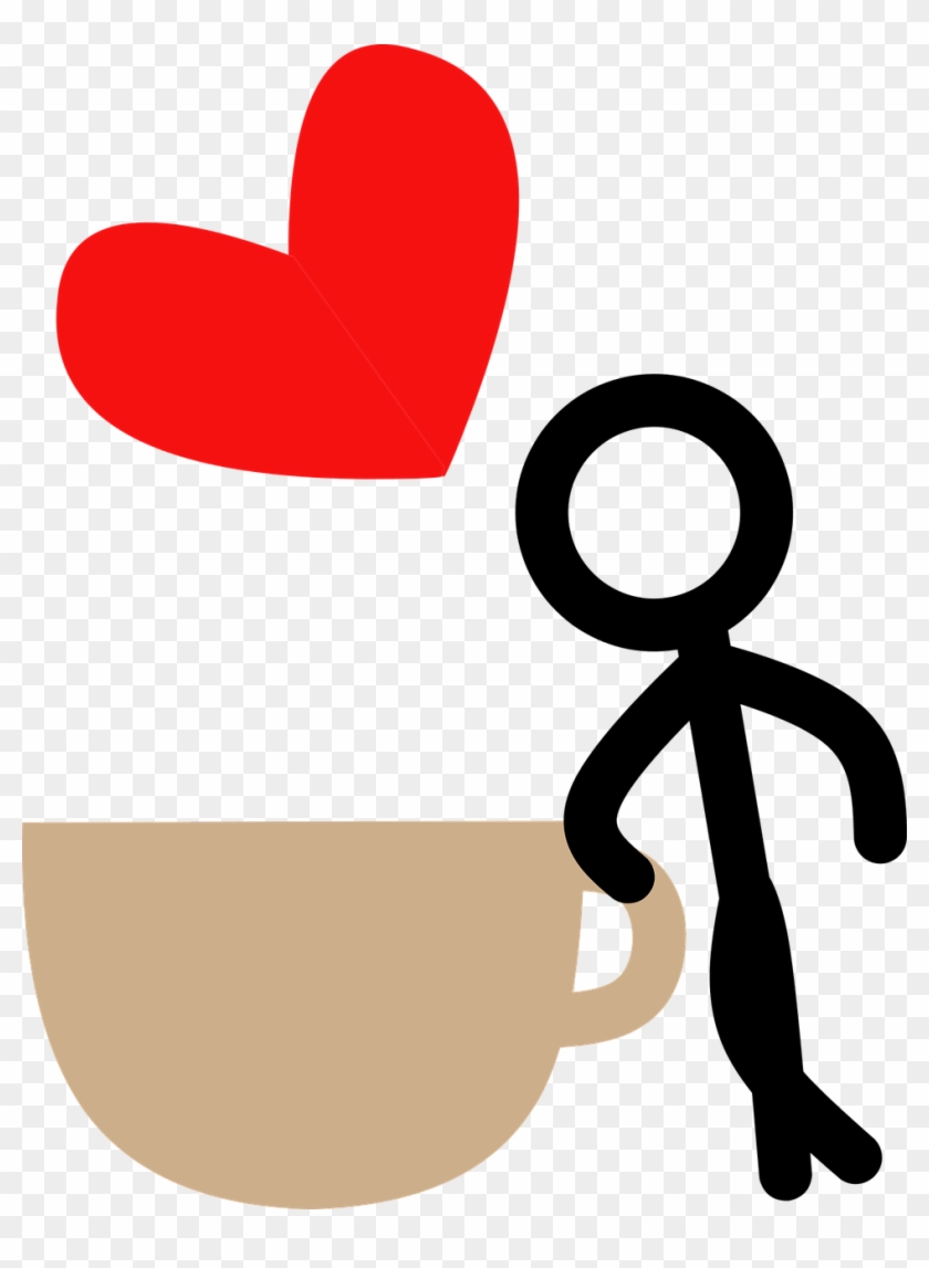 Coffee, Coffee, Heart, Love, Stick Man, Drink - Stick People Drinking Coffee #194656