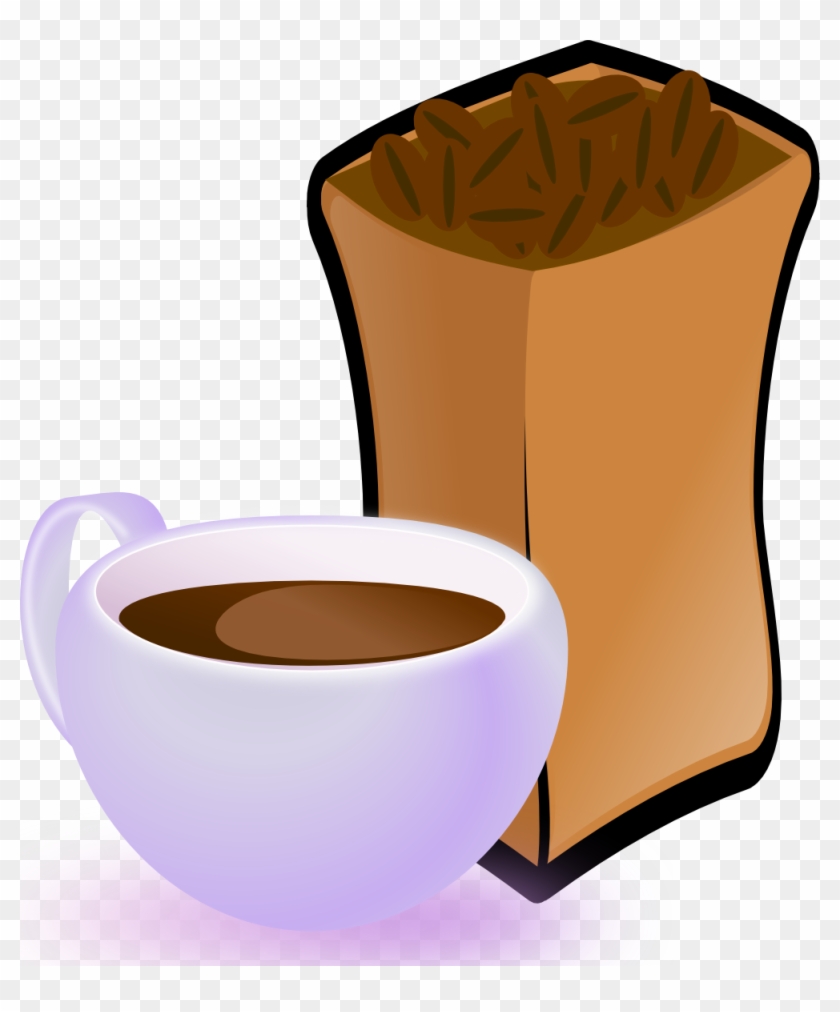 Free Cup Of Coffee With Sack Of Coffee Beans - Coffee Beans Clip Art #194711