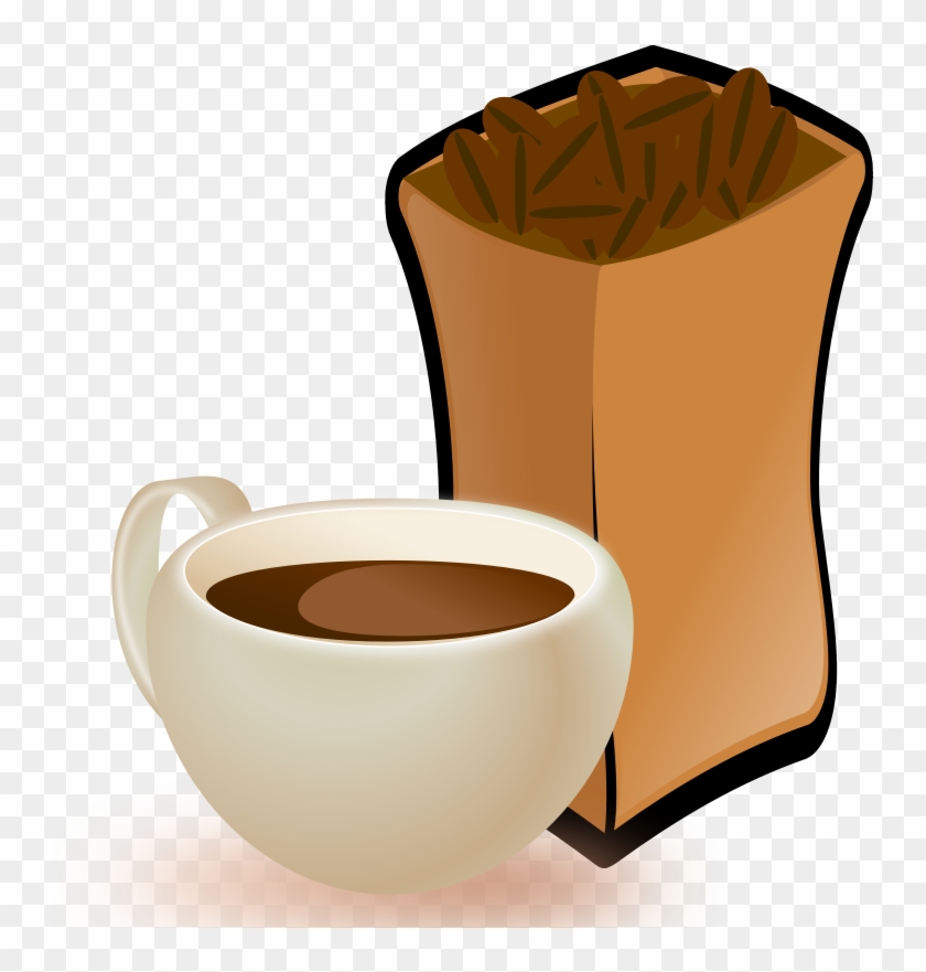 Cup Of Coffee With Sack Of Coffee Beans - Coffee Beans Clip Art #194773