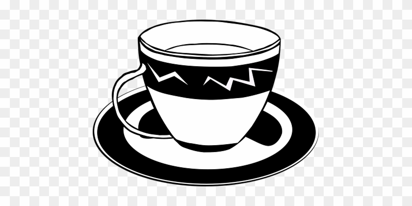 Tea Cup Saucer Black And White Teacup Tea - Tea Cup Clip Art #194867