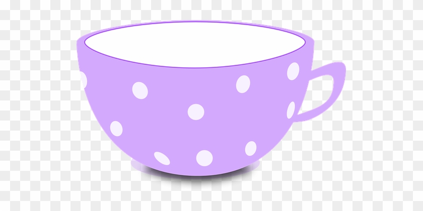 Cup Purple Tea Bowl Empty Dotted Cup Cup T - Cute Tea Cup Clipart #194970