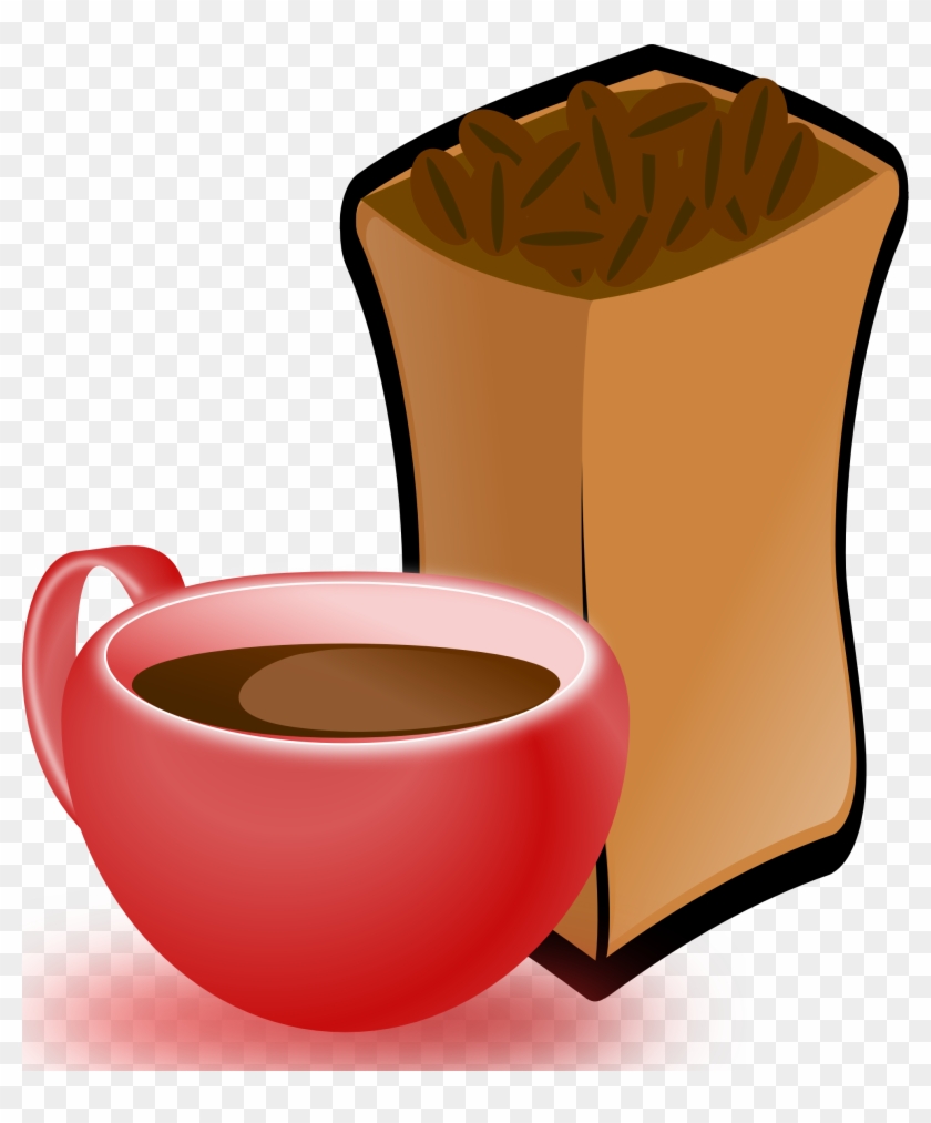 Cup Of Coffee With Sack Of Coffee Beans 4 555px - Coffee Beans Clip Art #194986