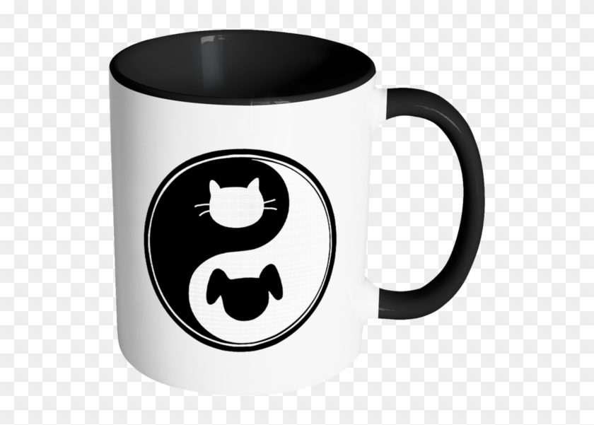 Yin Yang Color Accent Coffee Mug Choice Of Accent Color - Tafree Best Friend Yin Yang Cat Dog Tai Ji Pattern #195834