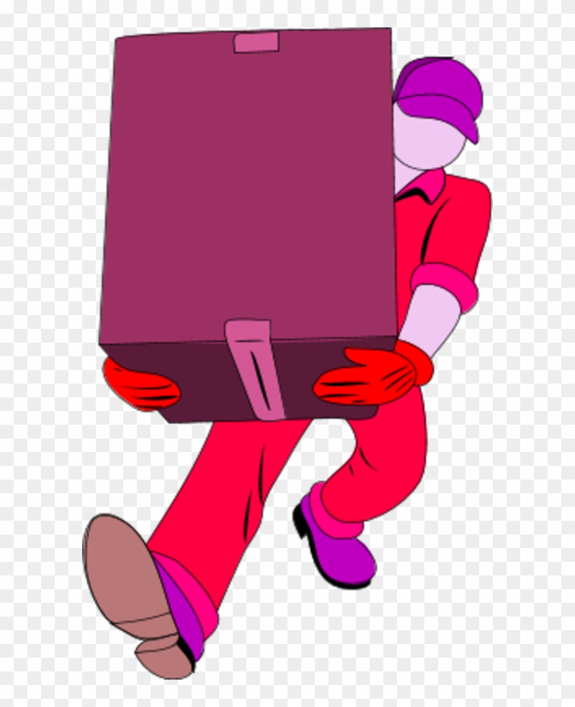 Warehouse Man Carrying A Closed Box - Delivery Clip Art #196123