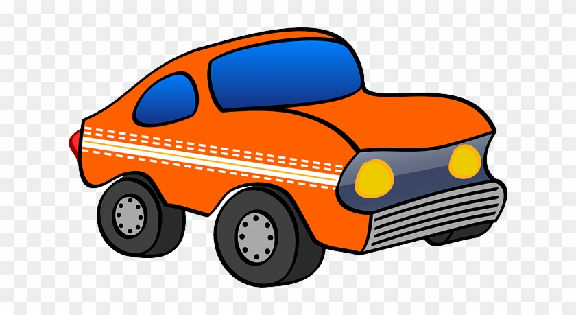 Racing Car Car, Funny, Orange, Vehicle, Automobile, - Car Cartoon Clipart #196172