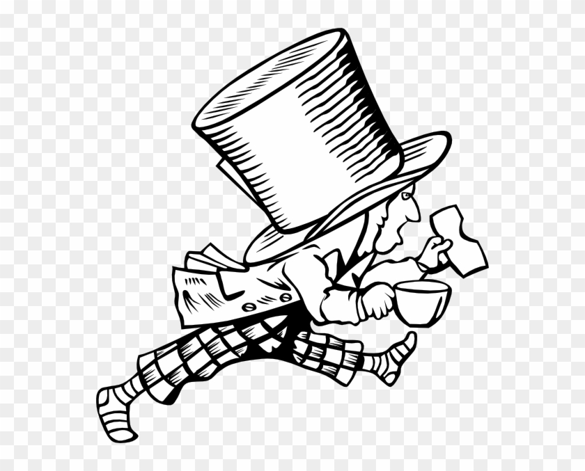 Mad Hatter Clip Art Free Vector / 4vector - Alice And Wonderland Clip Art Black And White #196210