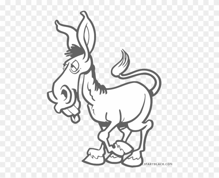 Cartoon Donkey Animal Free Black White Clipart Images - Donkey Cartoon Drawing #196246