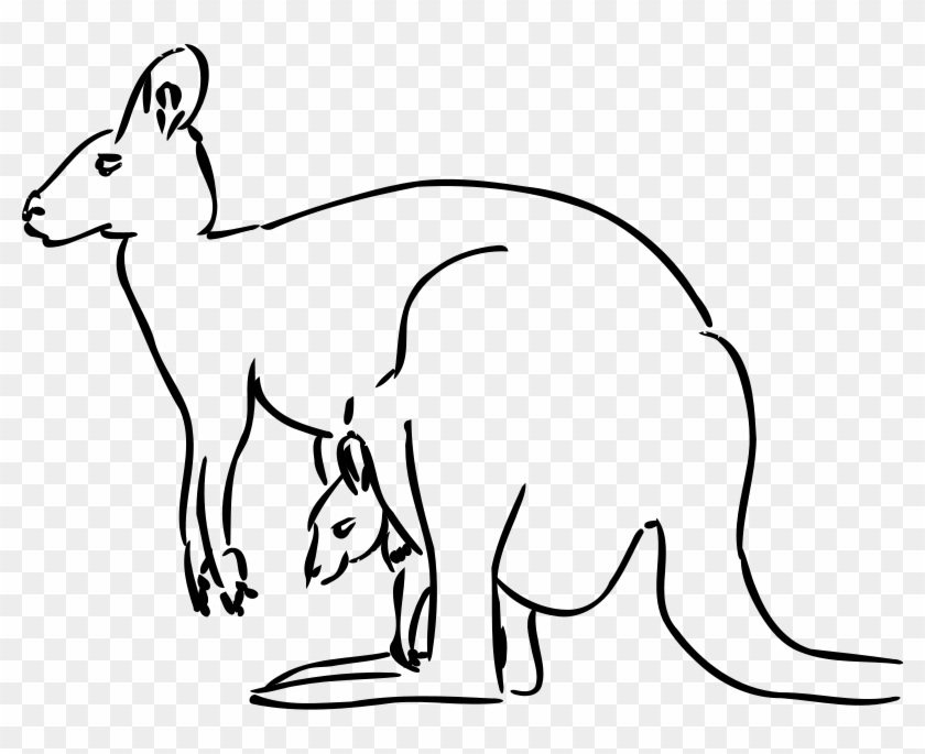 Kangaroo With Baby In Pouch Clip Art - Kangaroo Clip Art #196395