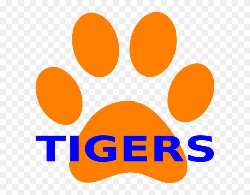 Orange Paw Print Tigers Clip Art At Clipart Library - Tigers Orange And Blue #196710