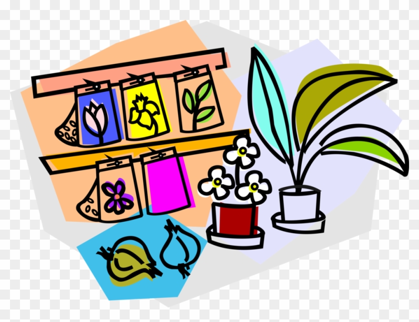 Vector Illustration Of Garden Nursery With Seed Packets - Vector Illustration Of Garden Nursery With Seed Packets #1185483