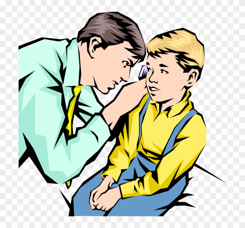 Vector Illustration Of Doctor With Young Patient Uses - Vector Graphics #1186472