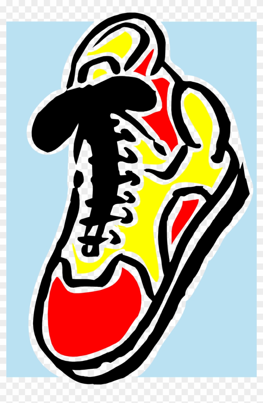 Illustration Of A Yellow And Red Sneaker - Shoe #1186676