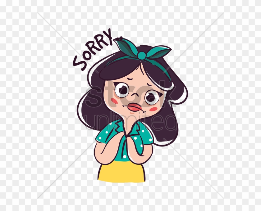 Cartoon Girl Feeling Sorry Vector Image - Illustration #1186961