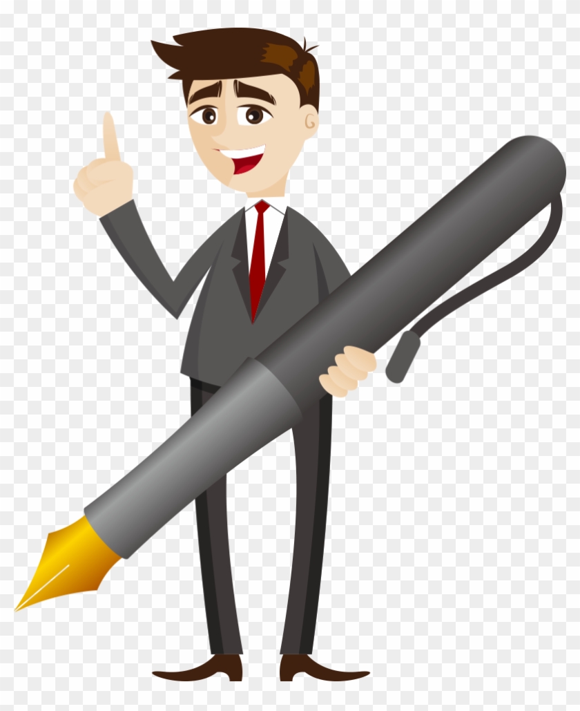 Broom Cleaner Cleaning Illustration - Cartoon Man With Pen Png #1187155