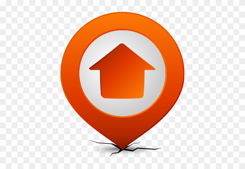 Location Map Pin Home Orange - Home Location Icon Vector #1187182