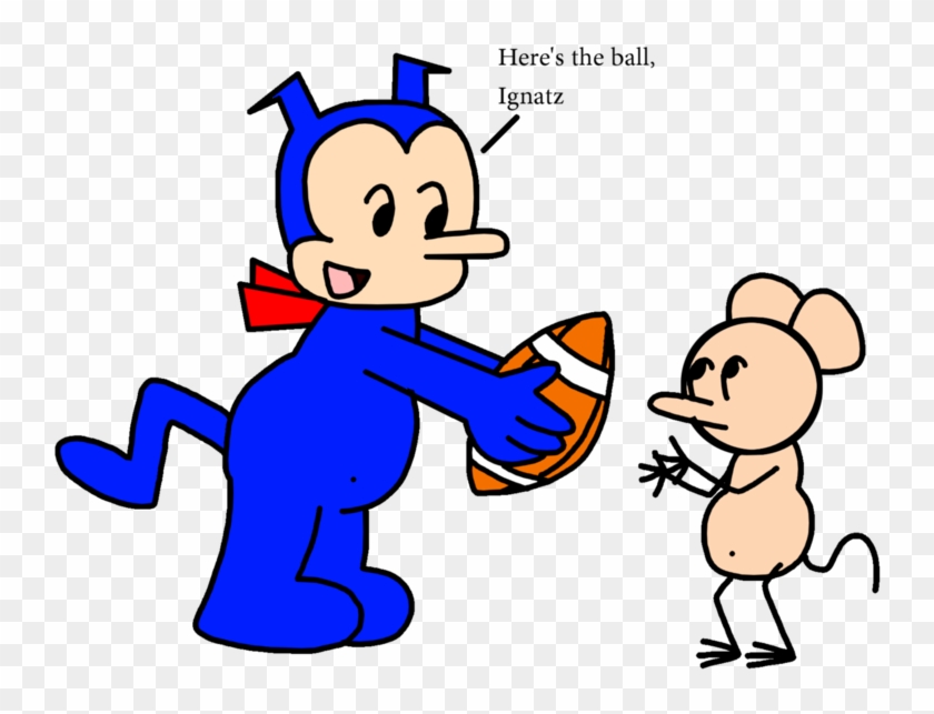 Krazy Kat Gives A American Football To Ignatz By Marcospower1996 - Cartoon #1187958