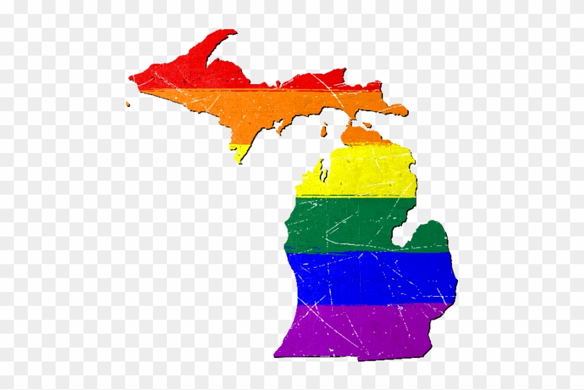 Michigan Silhouette Lgbt Pride Flag - Michigan State Shape Png #1188473