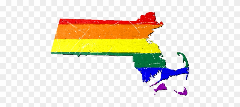 Massachusetts Silhouette Lgbt Pride Flag - Massachusetts Rainbow Throw Blanket #1188501