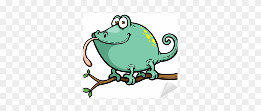 Vector Illustration Of Cartoon Chameleon Sticker • - Illustration #1188841