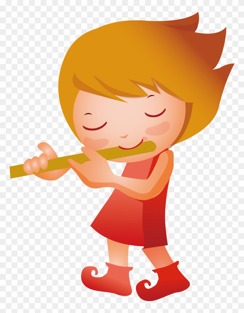 Flute Musical Instrument Violin Royalty-free Clip Art - Ban Nhạc Hoạt Hình #1189252