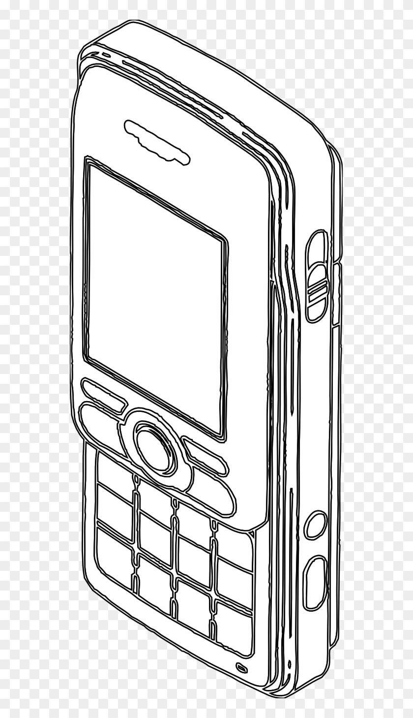 Cell Phone Black White Line Art 555px - Coloring Book #1189259