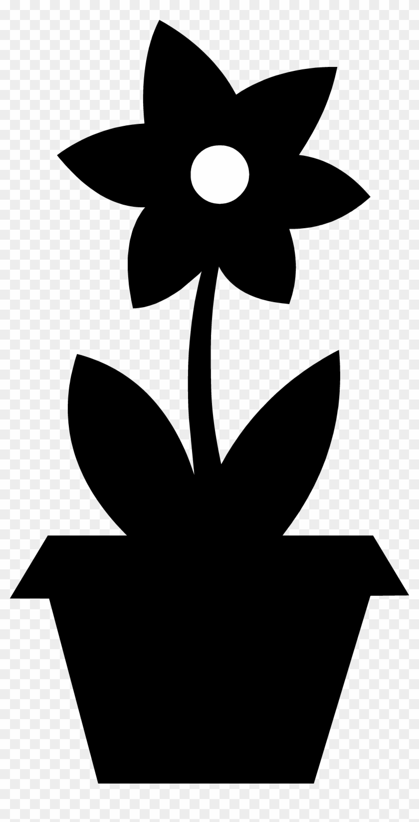 Glamorous Flower Silhouette Clip Art Medium Size - Flower Pot Png Black #1189469