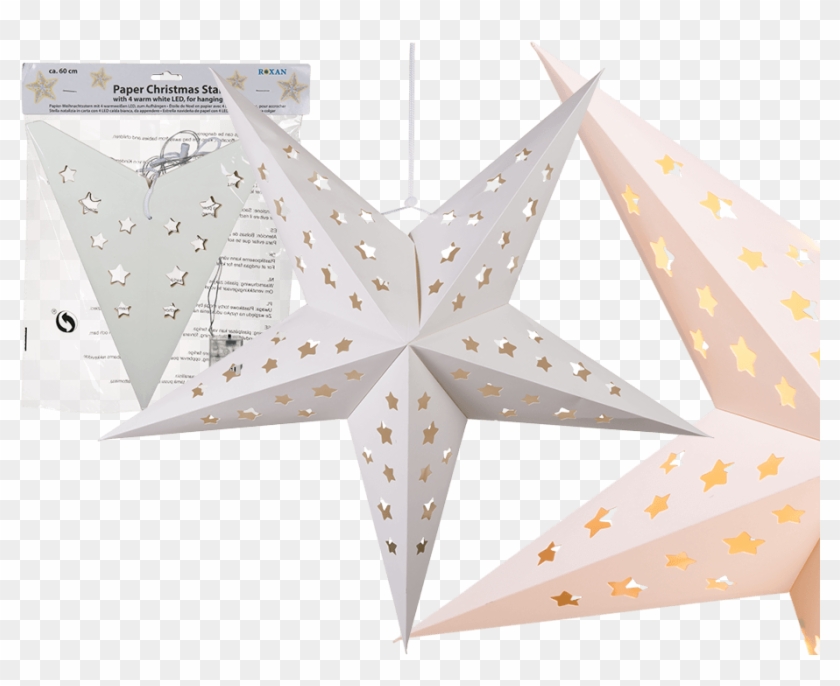 Estrella Navideña Blanca De Papel Con 4 Led Blanco - Origami #1189600