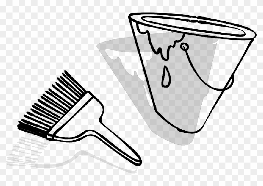 Paint, Brush, Paintbrush, Tool, Bucket, Line Art - Paintbrush #1189872