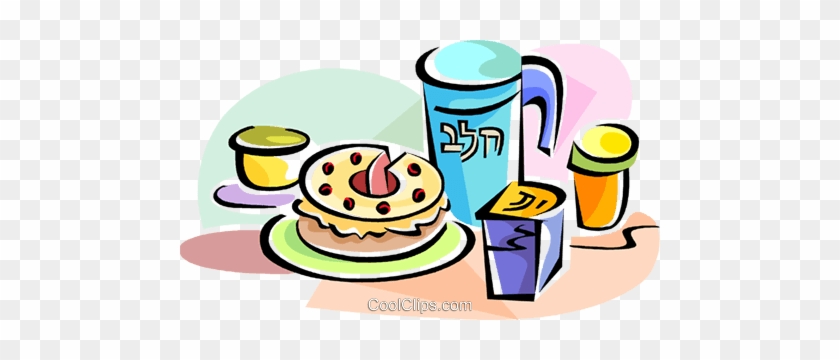 Hebrew Shavuot Food Royalty Free Vector Clip Art - Tea Coffee And Biscuits #1190476
