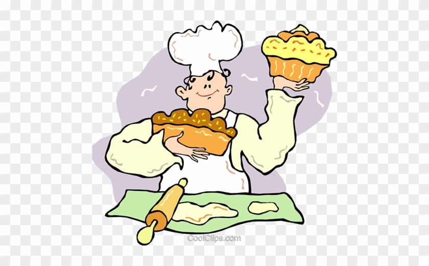 Baker With His Pies And Cakes Royalty Free Vector Clip - Clip Art #1190593