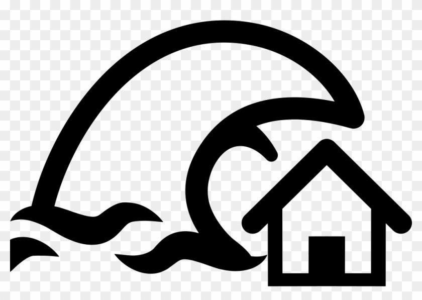Tsunami Insurance Symbol Of A Home And A Big Ocean - Tsunami #1190626