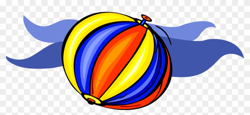 Vector Illustration Of Inflatable Beach Ball With Ocean - Vector Illustration Of Inflatable Beach Ball With Ocean #1190629