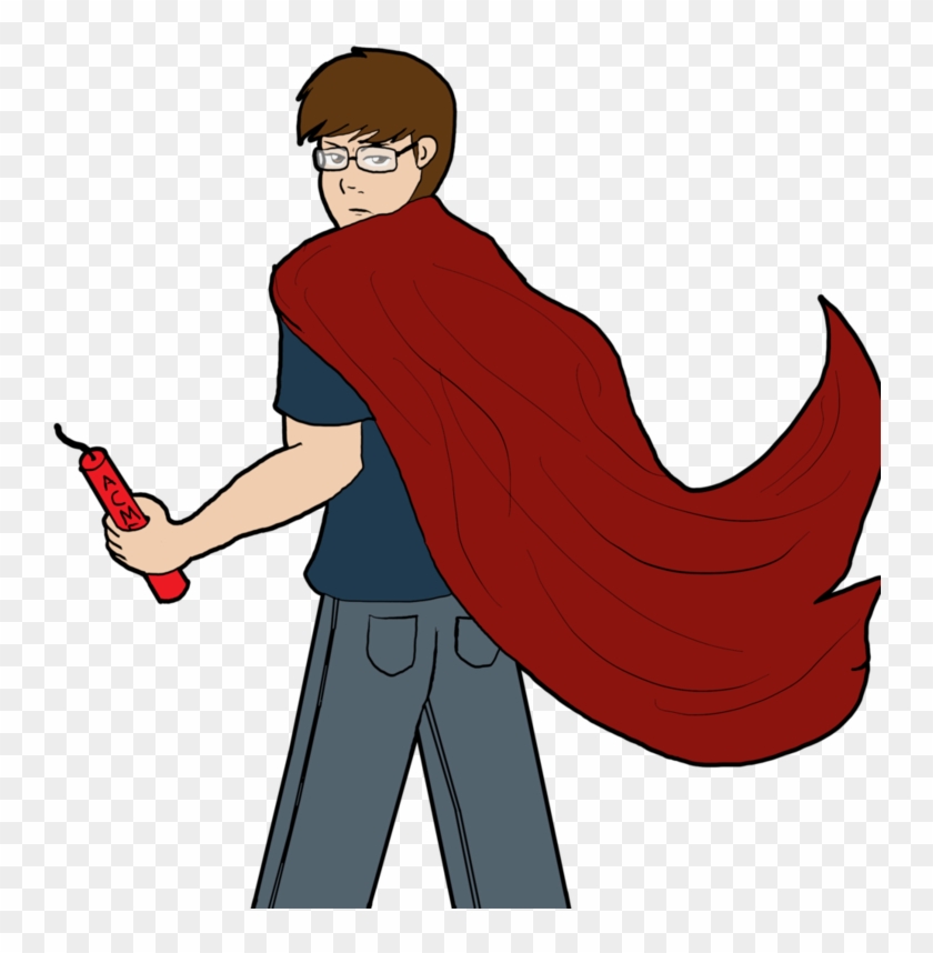 Cartoon Hero - Man With Cape Cartoon #1190793