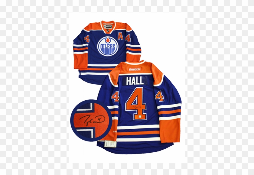 This Edmonton Oilers Home Blue Rbk Premier Jersey Has - Signed Taylor Hall Jersey - Proof Licensed Jsa Authenticated #1191028