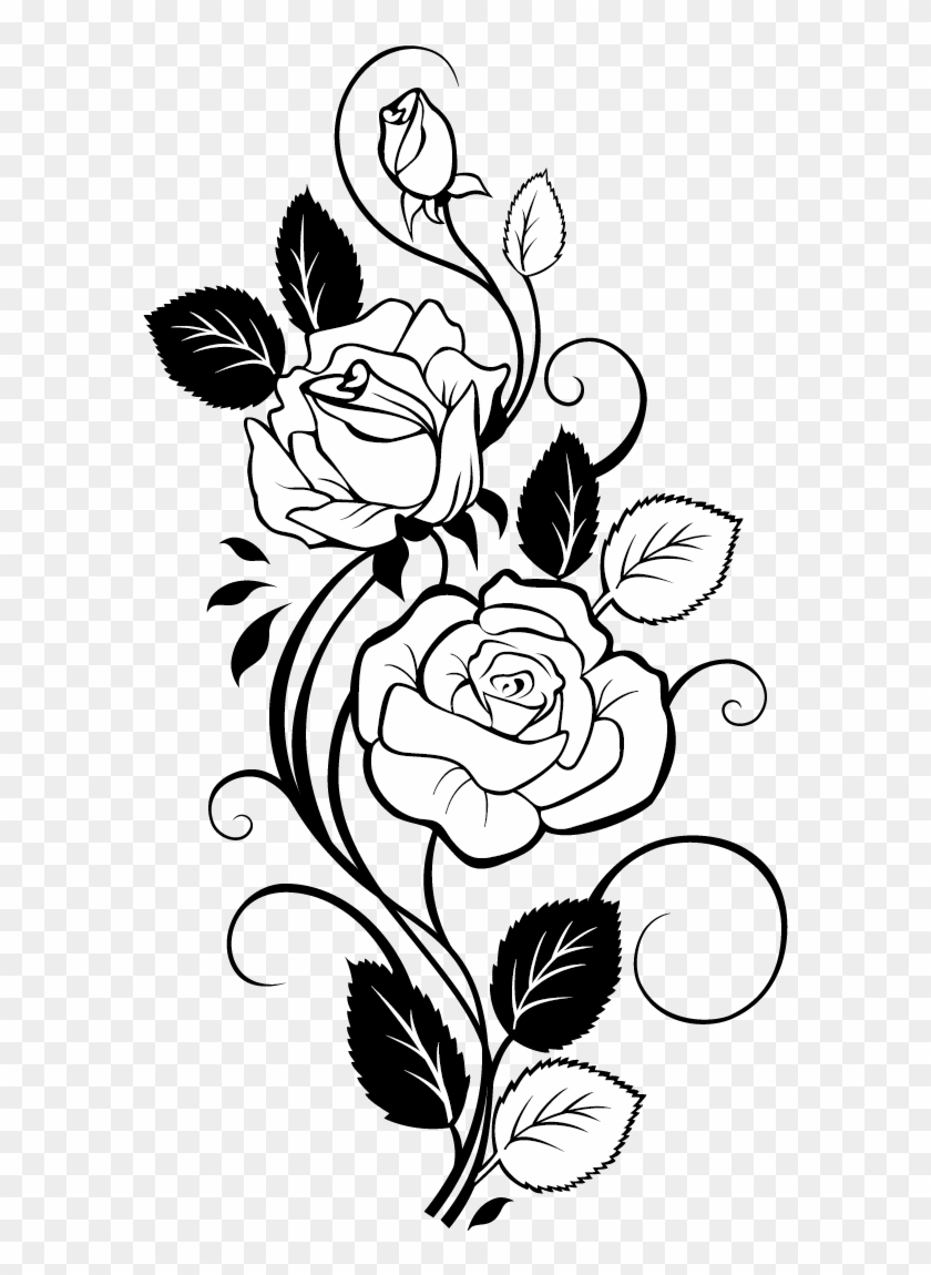 Rose Drawing Vine Clip Art - Rose Design For Drawing #1191621