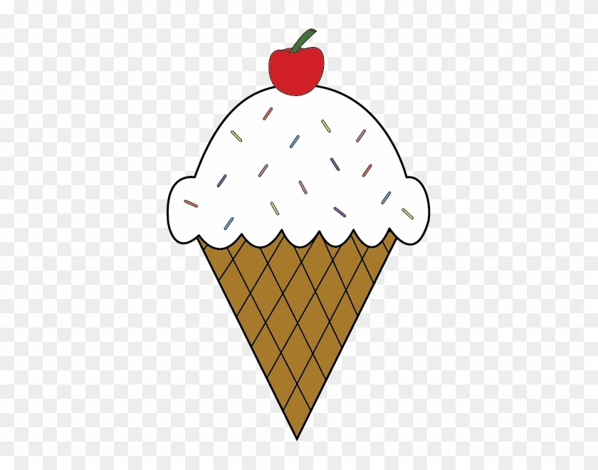 White Ice Cream Cone With Sprinkles - White Ice Cream Cone With Sprinkles #1192545