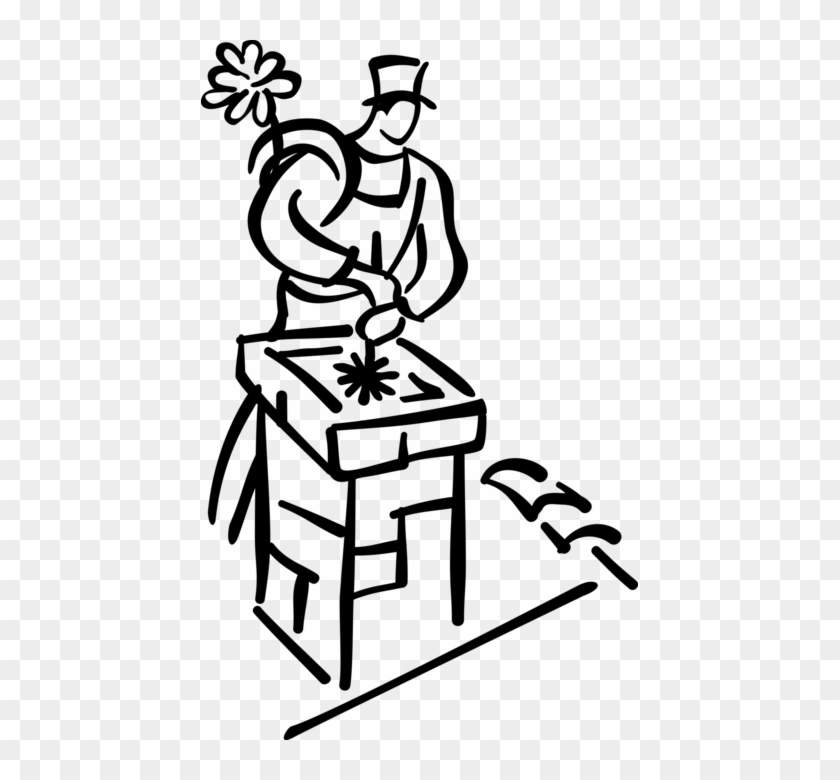 Vector Illustration Of Chimney Sweep Clears Ash And - Chimney Sweep #1193140