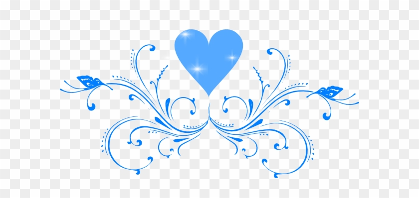 Blue Scroll Border Clip Art - Clipart Flowers And Butterflies Border #1193285