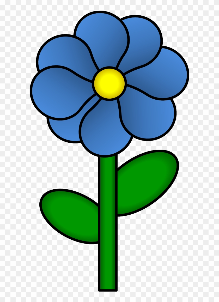 Yellow Rose Cartoon Vectors - Blue Flower With Stem Clipart - Free  Transparent PNG Clipart Images Download