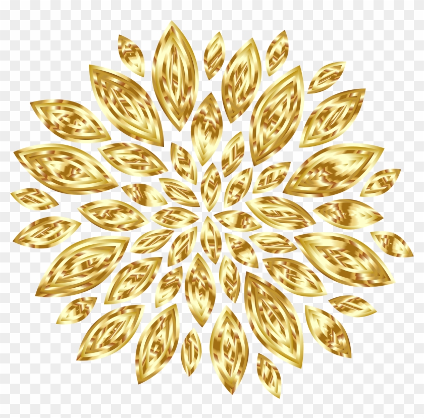 Gold Digital Border Clip Art - Gold Flower Vector Png #1194141