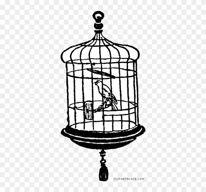 Birdcage Animal Free Black White Clipart Images Clipartblack - Cage In Black And White #1194153