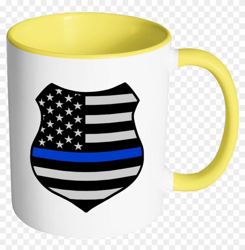 Thin Blue Line American Flag Shield Mug - Thin Blue Line Shield #1194174
