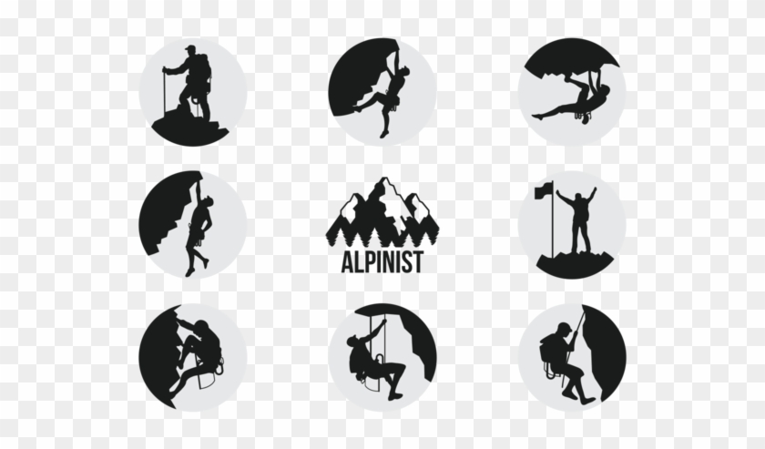 Alpinists Climbers Silhouettes Vector - Alpinists Climbers Silhouettes Vector #1194201