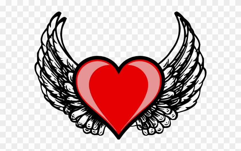 Heart Angel Wings Clipart 5 By Jennifer - Love Heart With Wings #1194297